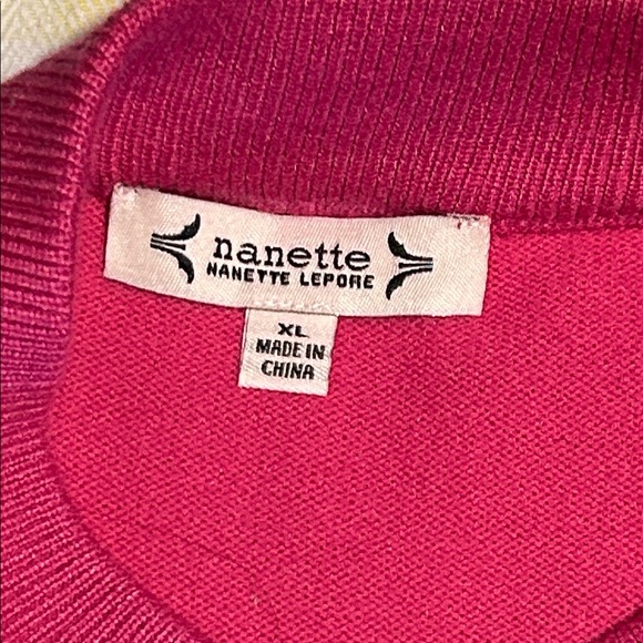 Nanette Lepore Women’s Pink Puff-Sleeve Sweater with Pearl accents - Picture 2 of 7